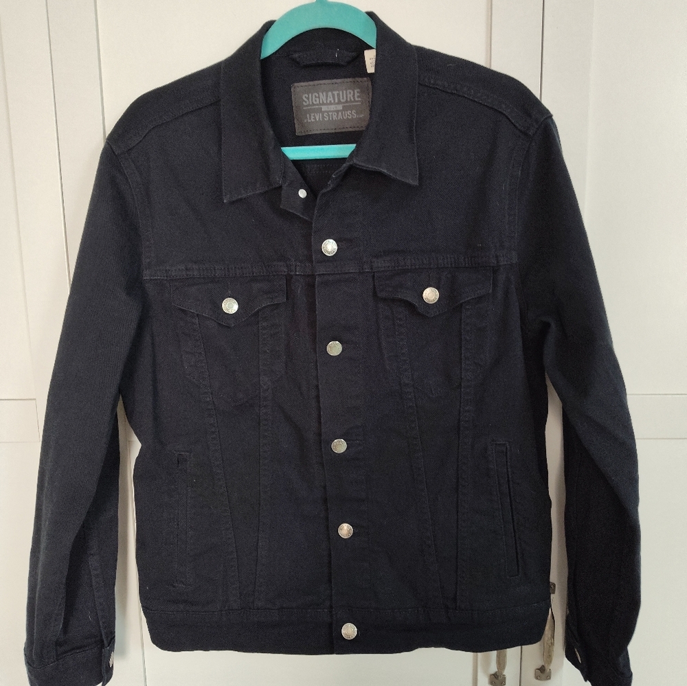 Levi Signature Truckers Jacket Black Sz Small 40" Chest Excellent Condition